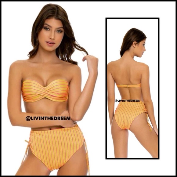Luli Fama Rebel Glam Underwire Push Up Bandeau & High Waist Bottom $188 - Picture 1 of 15